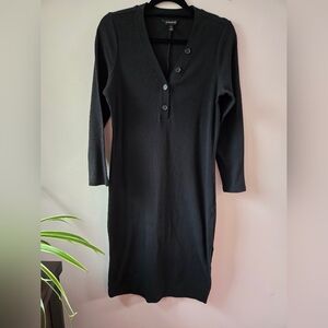 Title: Banana Republic Petite Ribbed Henley Midi Dress - Black - Size PL